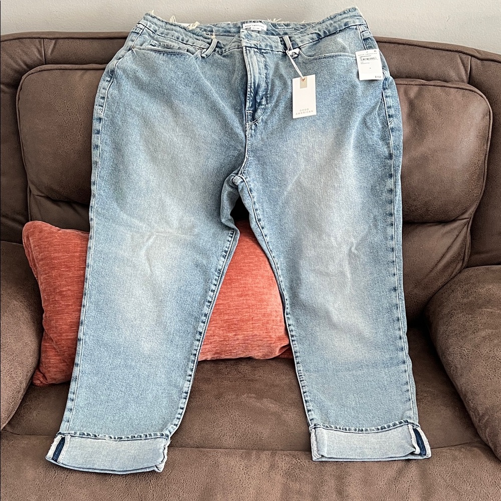 Good American Cuffed Straight Leg Jeans SIZE 14/32